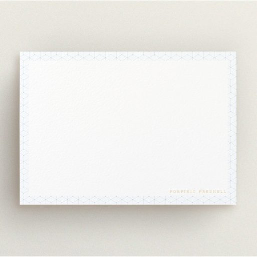 Correspondence Card Design for Men - "Isotropic " A mens correspondence card named "Isotropic ". It is an A5 card in a landscape orientation. "Isotropic " is available as a flat card, with tones of blue and white.