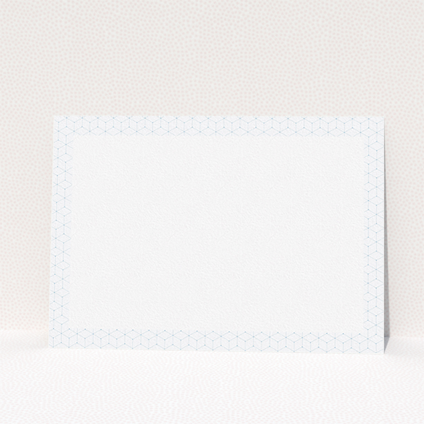 A mens correspondence card named "Isotropic ". It is an A5 card in a landscape orientation. "Isotropic " is available as a flat card, with tones of blue and white.