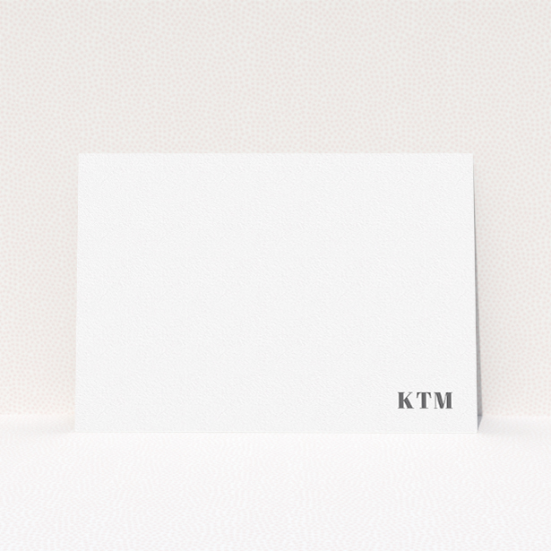 A mens correspondence card called "Just the initials". It is an A5 card in a landscape orientation. "Just the initials" is available as a flat card, with mainly white colouring.