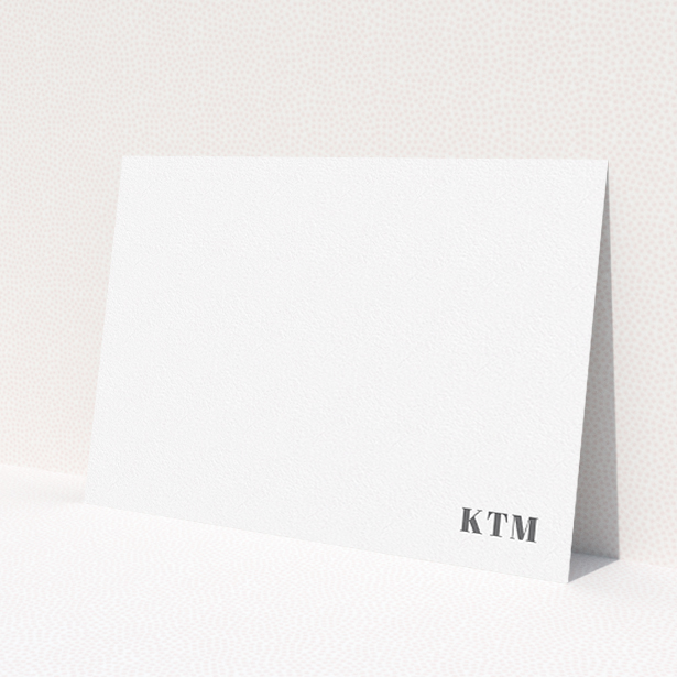 A mens correspondence card called 'Just the initials'. It is an A5 card in a landscape orientation. 'Just the initials' is available as a flat card, with mainly white colouring.