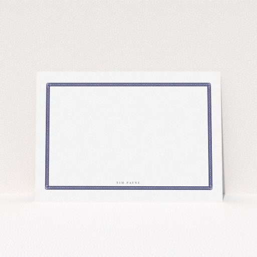 A mens correspondence card called "Order circles". It is an A5 card in a landscape orientation. "Order circles" is available as a flat card, with tones of blue and white.