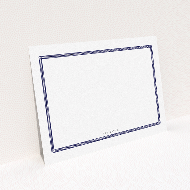 A mens correspondence card called "Order circles". It is an A5 card in a landscape orientation. "Order circles" is available as a flat card, with tones of blue and white.