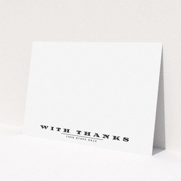 A mens correspondence card template titled "Over written". It is an A5 card in a landscape orientation. "Over written" is available as a flat card, with mainly white colouring.