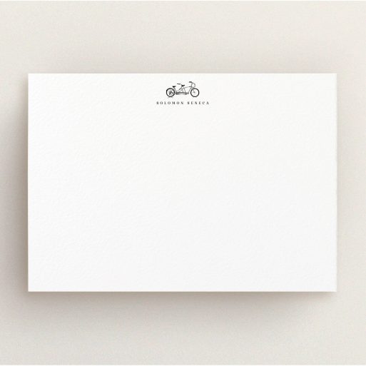 Correspondence Card Design for Men - "Tandem for two" A mens correspondence card named "Tandem for two". It is an A5 card in a landscape orientation. "Tandem for two" is available as a flat card, with tones of white and black.