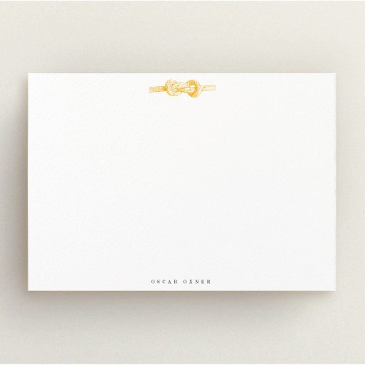 Correspondence Card Design for Men - "Tied the knot" A mens correspondence card design called "Tied the knot". It is an A5 card in a landscape orientation. "Tied the knot" is available as a flat card, with tones of white and orange.