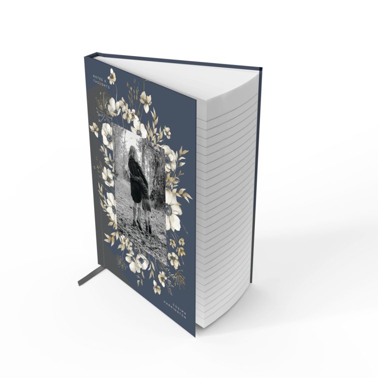 Floral notebook cover design with one photo on the front, created by Utterly Printable.