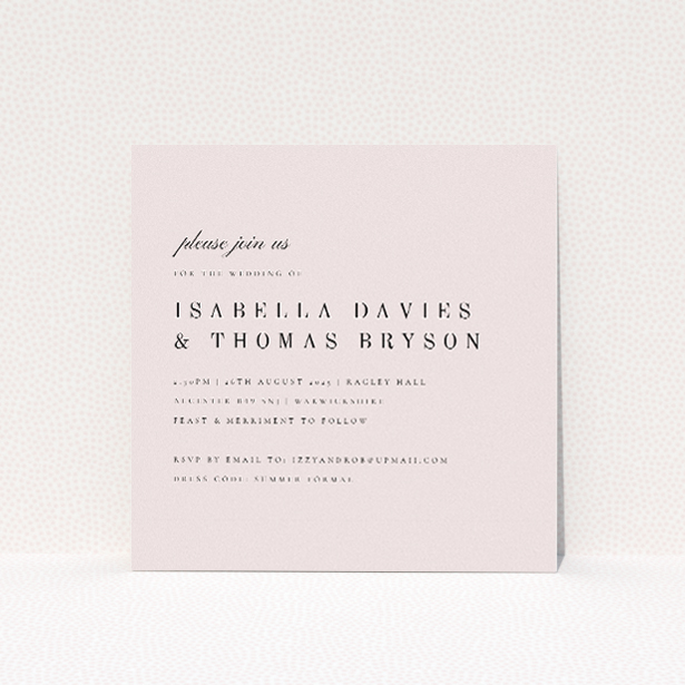 Minimalist Chic Simplicity Wedding Invitation - 148x148 square invitation with clean, neutral-toned backdrop and contemporary typography, epitomizing understated elegance for a stylish and refined wedding announcement This is a view of the front