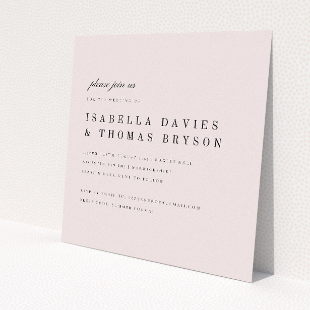 Minimalist Chic Simplicity Wedding Invitation - 148x148 square invitation with clean, neutral-toned backdrop and contemporary typography, epitomizing understated elegance for a stylish and refined wedding announcement This is a view of the front