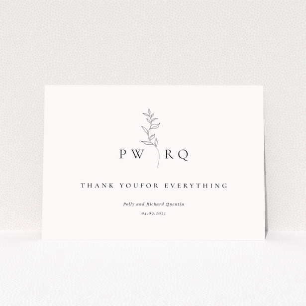 Wedding thank you card with minimalist floral design and no photos