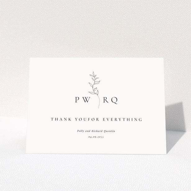 Wedding thank you card with minimalist floral design and no photos