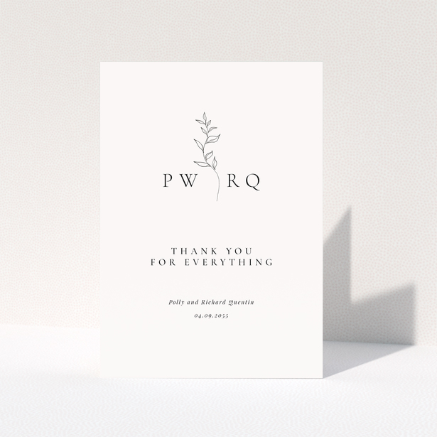 Wedding thank you card with minimalist floral design and no photos