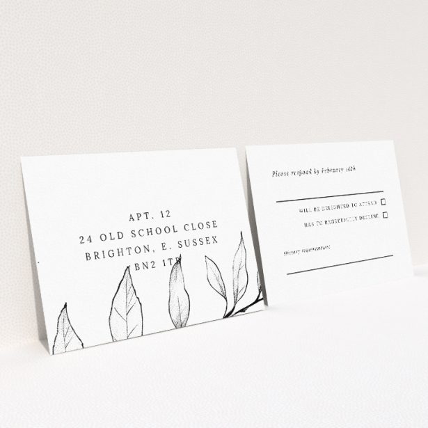 Minimalist Sprig RSVP cards - Clean and chic botanical design for wedding response cards. This is a view of the back