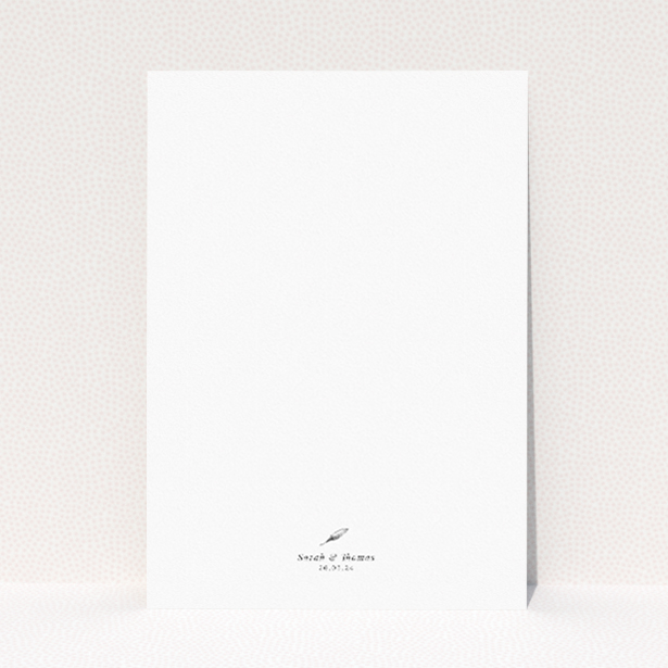 Minimalist wedding invitation featuring a delicate botanical sprig illustration on a crisp white background, conveying simplicity and elegance This image shows the front and back sides together