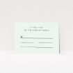 RSVP card from the "Modern Calligraphy" suite, featuring clean lines and a chic black-and-white palette, perfect for complementing contemporary elegance in any wedding ensemble This is a view of the front