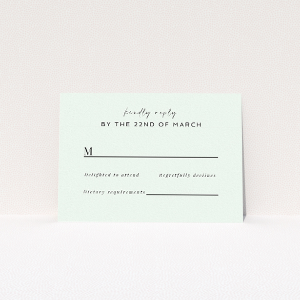 RSVP card from the "Modern Calligraphy" suite, featuring clean lines and a chic black-and-white palette, perfect for complementing contemporary elegance in any wedding ensemble This is a view of the front