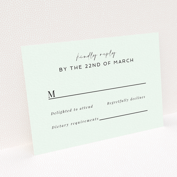 RSVP card from the "Modern Calligraphy" suite, featuring clean lines and a chic black-and-white palette, perfect for complementing contemporary elegance in any wedding ensemble This is a view of the back