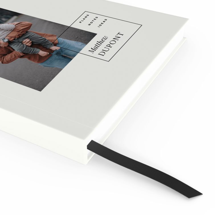 Personalised portrait notebook design featuring one photo on front cover from Utterly Printable.