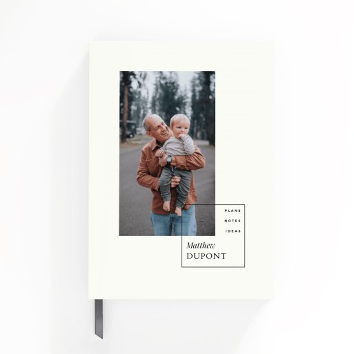 Personalised portrait notebook design featuring one photo on front cover from Utterly Printable.