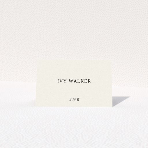 Wedding place cards featuring modern monochrome motif design. This is a view of the front