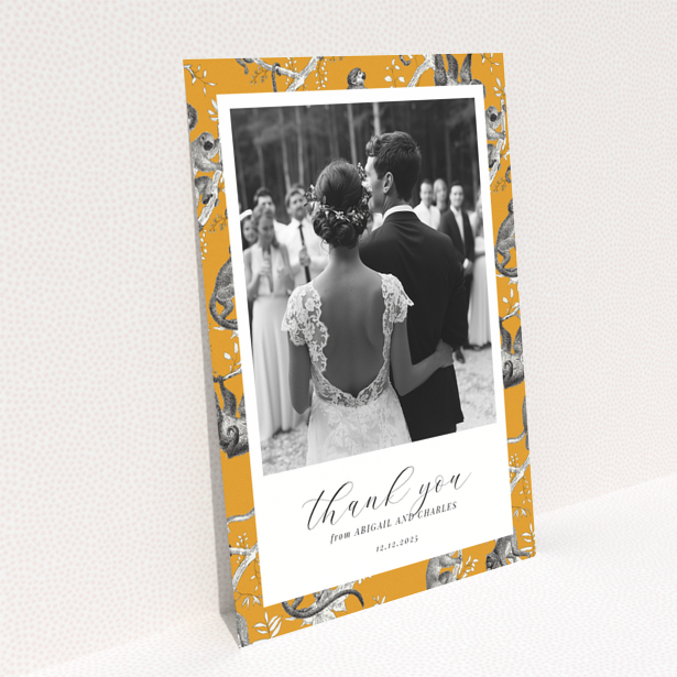 Colourful monkey design for wedding thank you card by Utterly Printable - Portrait