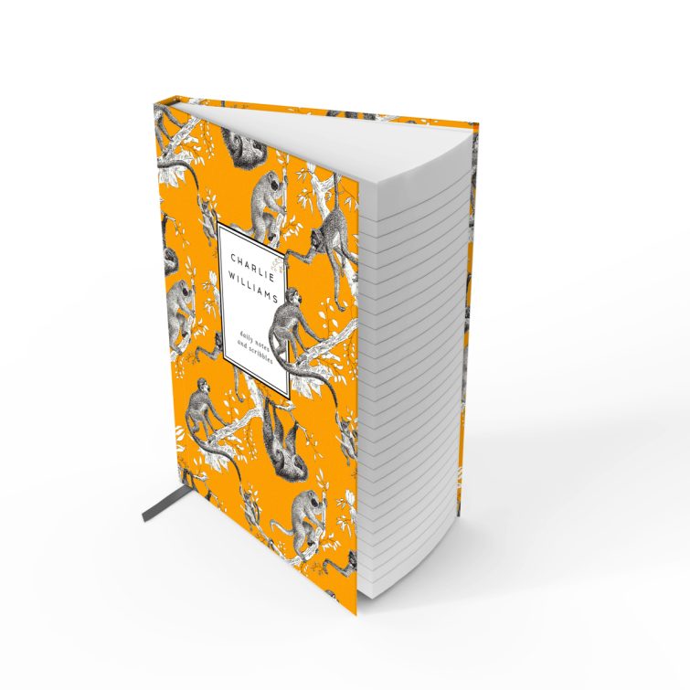 Notebook cover design by Utterly Printable featuring an illustrated pattern with no photos, suitable for personalised daily notes and scribbles.