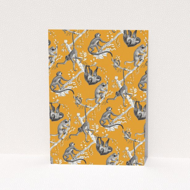 Baby thank you card with one photo and orange animal print border design
