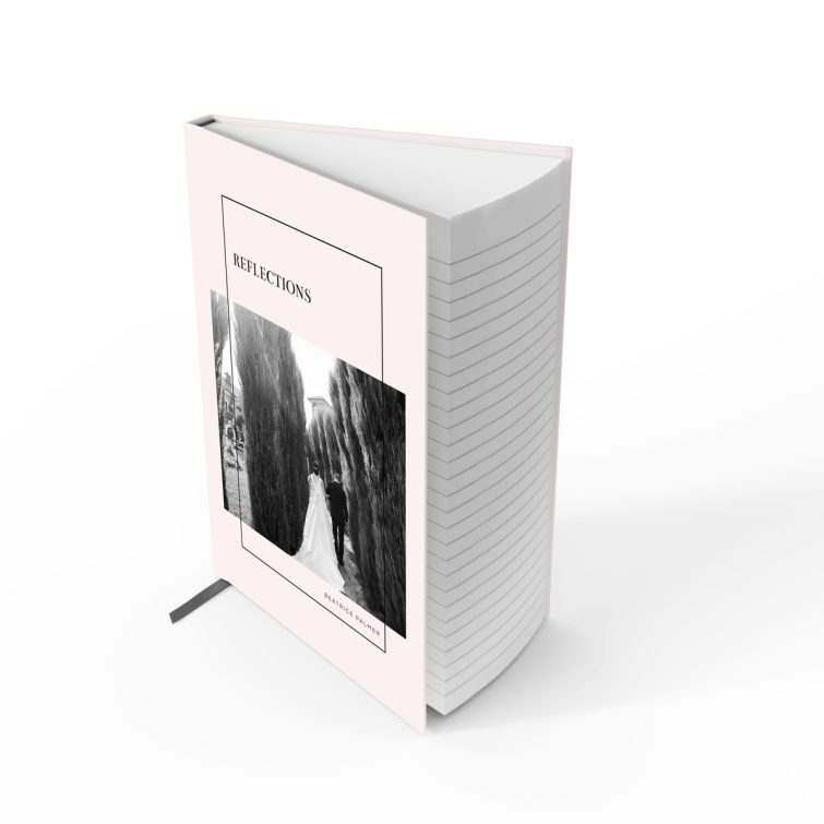 Elegant portrait-oriented notebook design with one photo on front cover, by Utterly Printable, ideal for personalised photo gifts and special occasions.