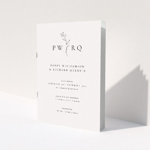 Elegant Monogram Floral Chic Wedding Order of Service Booklet. This is a view of the front