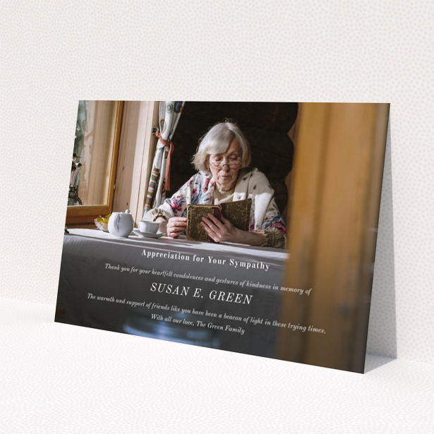 Funeral thank you card with one photo and appreciation message