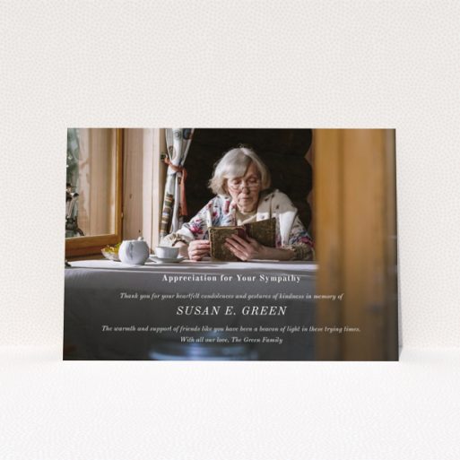 Funeral thank you card with one photo and appreciation message