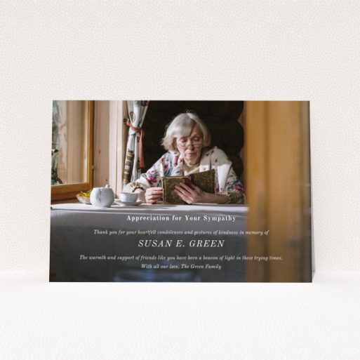 Funeral thank you card with one photo and appreciation message