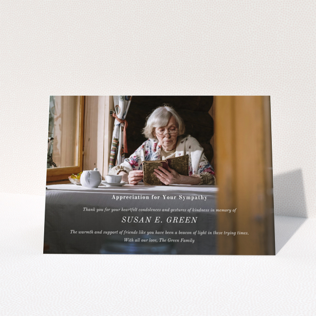Funeral thank you card with one photo and appreciation message