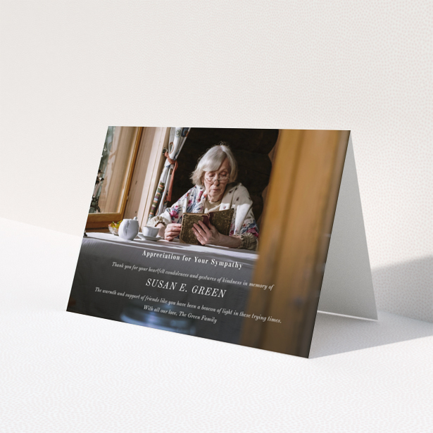 Funeral thank you card with one photo and appreciation message