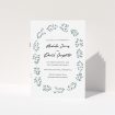 A multipage wedding order of service called "Simple Modern Floral". It is an A5 booklet in a portrait orientation. "Simple Modern Floral" is available as a folded booklet booklet, with tones of blue and white.