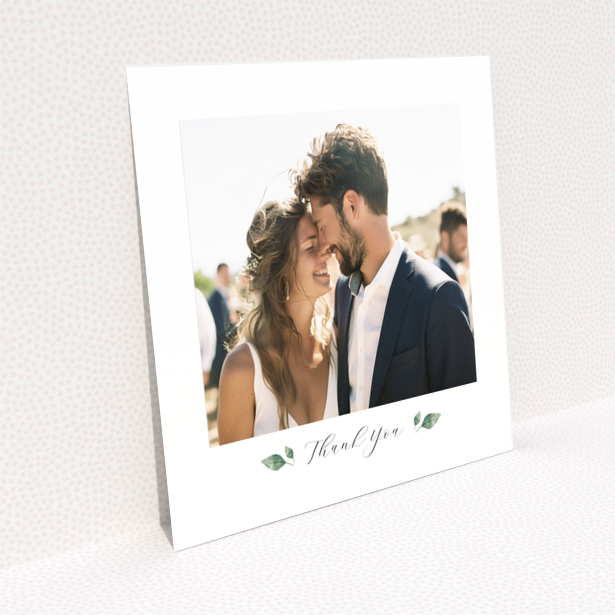 Square wedding thank you card back page with no photos