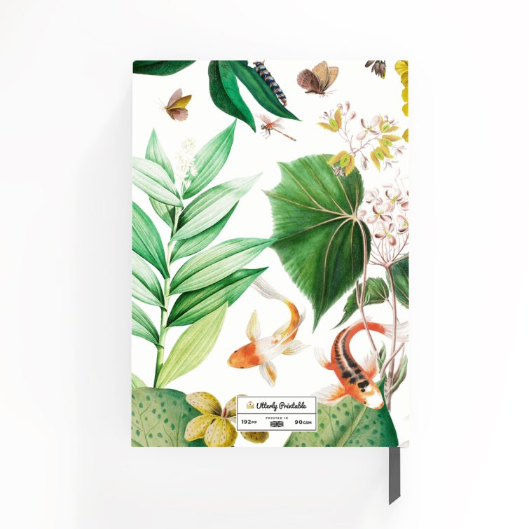 Floral botanical design for personalised notebooks with three photos, ideal for unique stationery gifts by Utterly Printable.