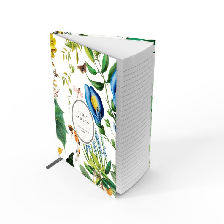 Floral botanical design for personalised notebooks with three photos, ideal for unique stationery gifts by Utterly Printable.