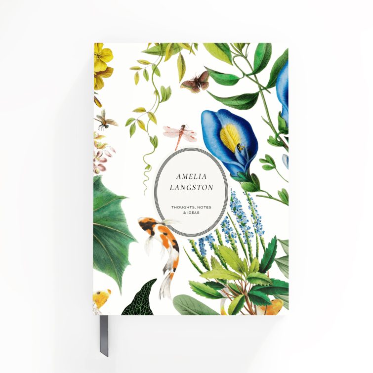 Floral botanical design for personalised notebooks with three photos, ideal for unique stationery gifts by Utterly Printable.