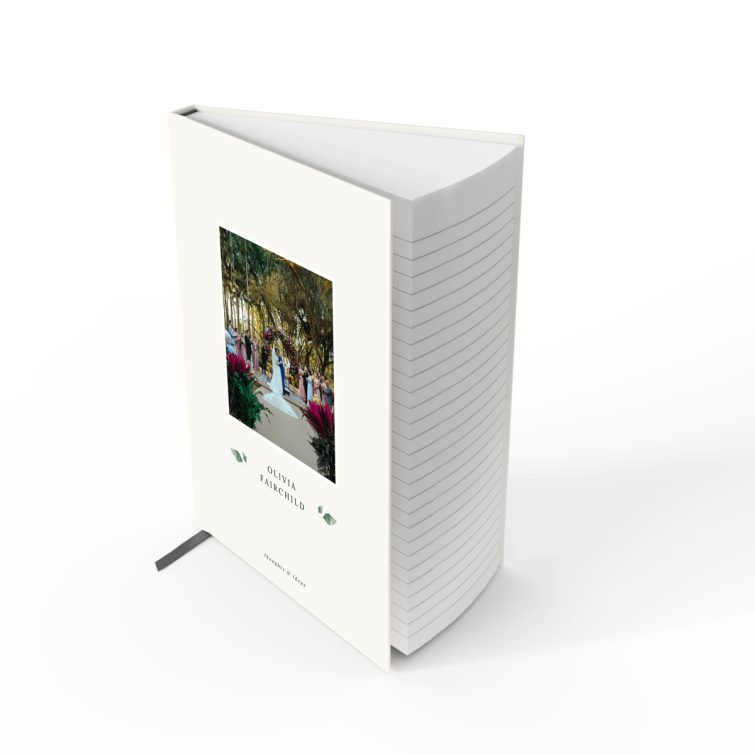 Customisable portrait notebook cover design with one photo for weddings by Utterly Printable