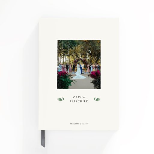 Customisable portrait notebook cover design with one photo for weddings by Utterly Printable