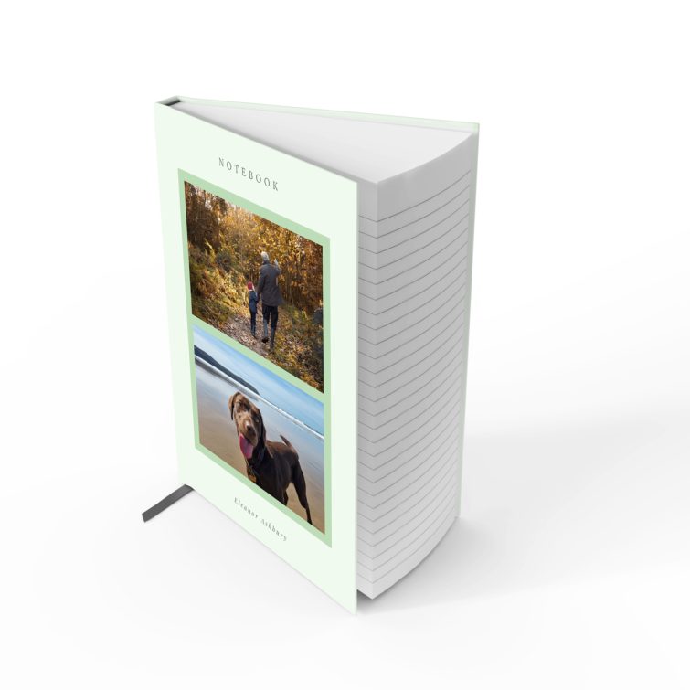 Portrait notebook design with two photos on the cover by Utterly Printable.