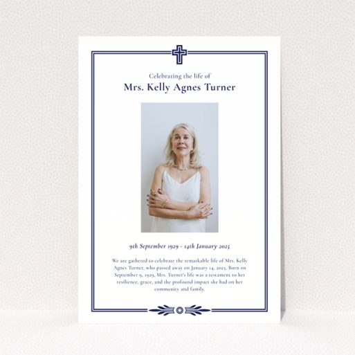 Funeral announcement design with one photo for Mrs. Kelly Agnes Turner