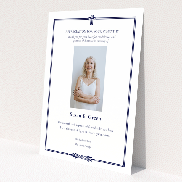 Funeral thank you card design with one photo and appreciation message