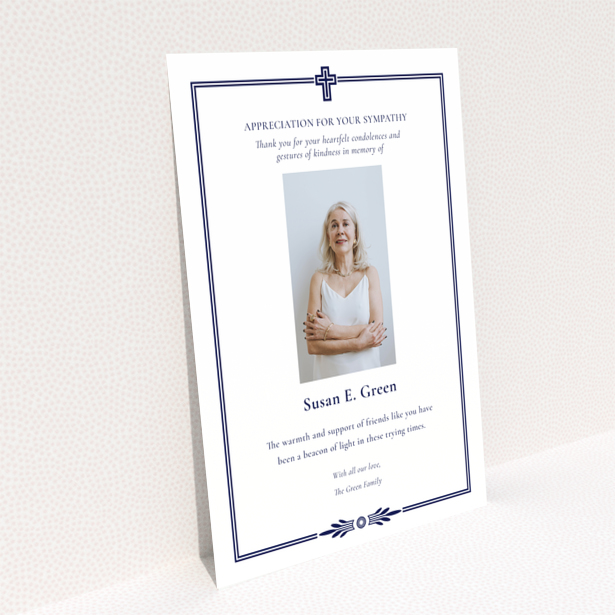 Funeral thank you card reverse page design named Portrait with no photos