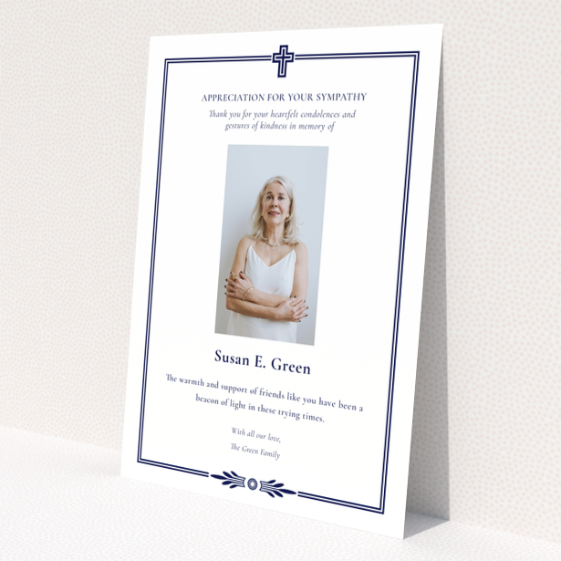 Funeral thank you card design with one photo and appreciation message