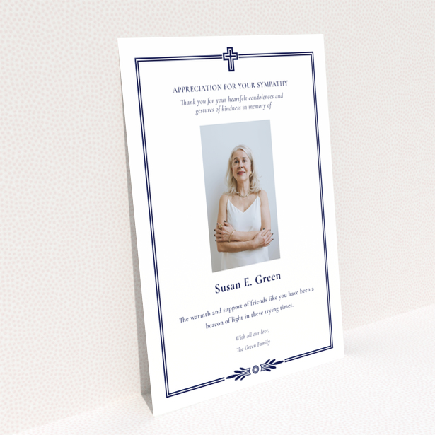 Funeral thank you card design with one photo and appreciation message