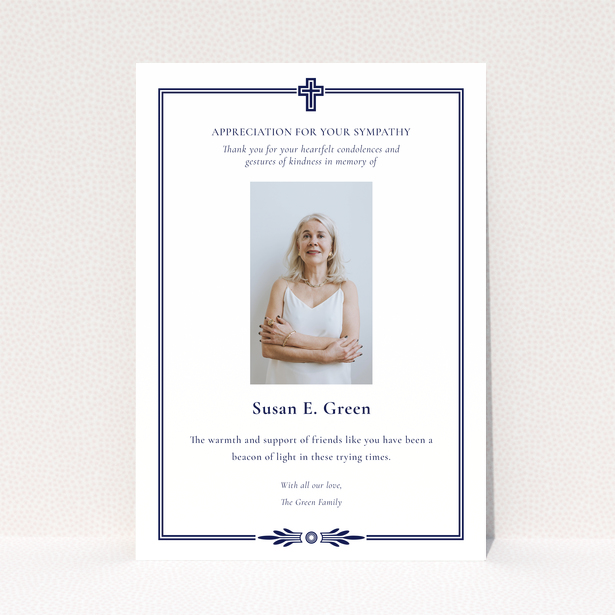 Funeral thank you card design with one photo and appreciation message