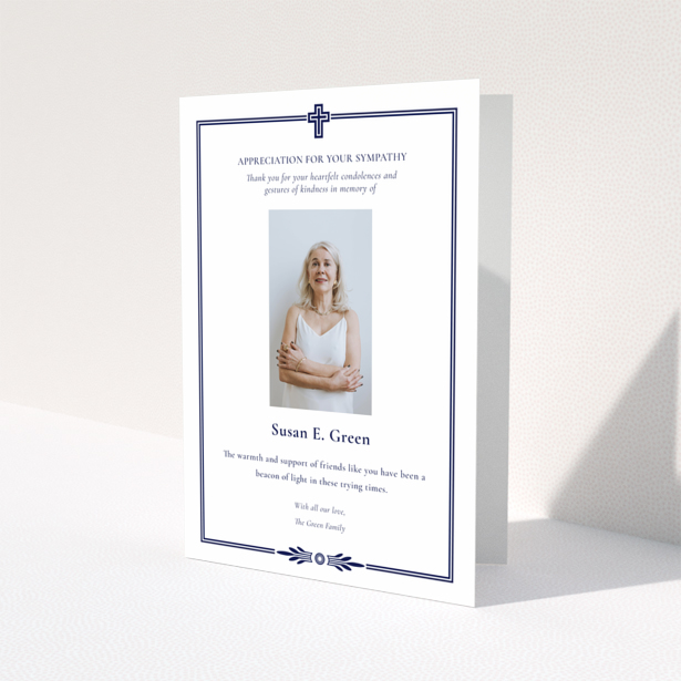 Funeral thank you card design with one photo and appreciation message