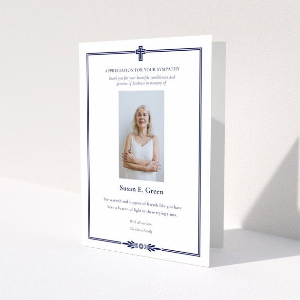 Funeral thank you card design with one photo and appreciation message