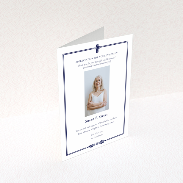 Funeral thank you card design with one photo and appreciation message